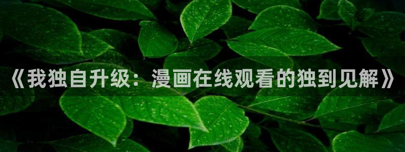 元尊漫画奇漫屋：《我独自升级：漫画在线观看的独到见解》